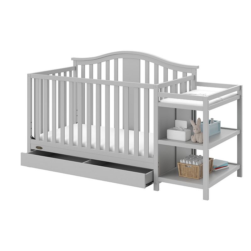 Graco Solano 4-in-1 Convertible Crib and Changer with Drawer, Pebble Gray