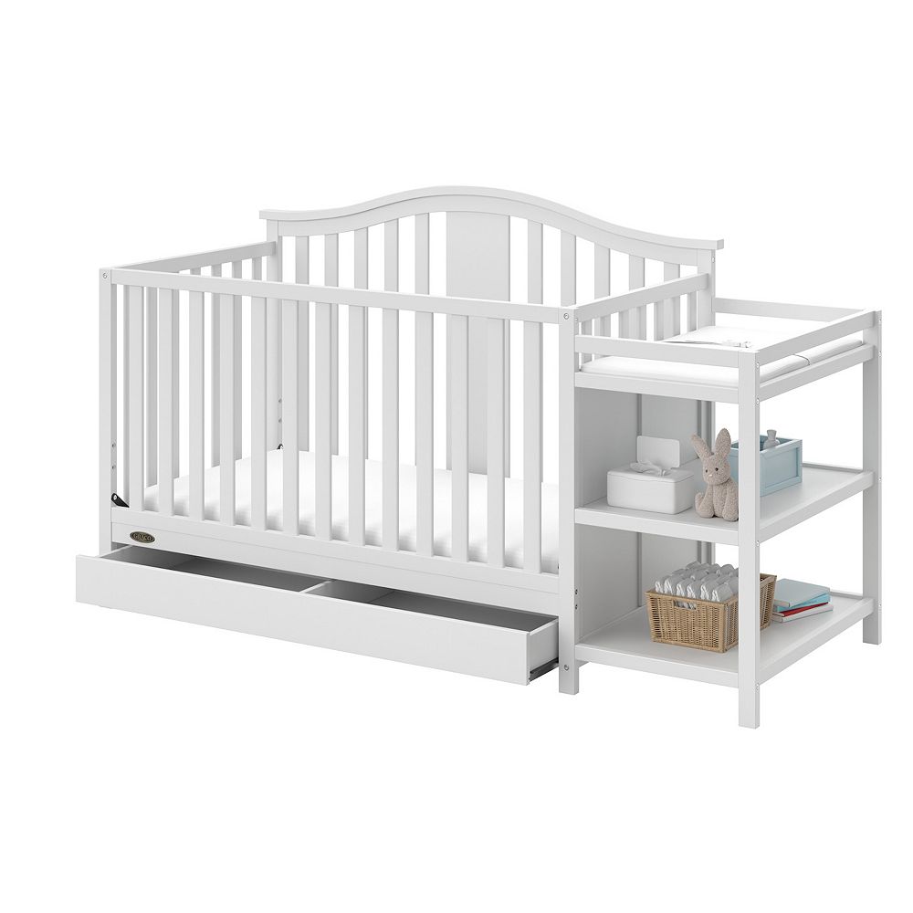 Graco Solano 4 in 1 Convertible Crib and Changer with Drawer - White