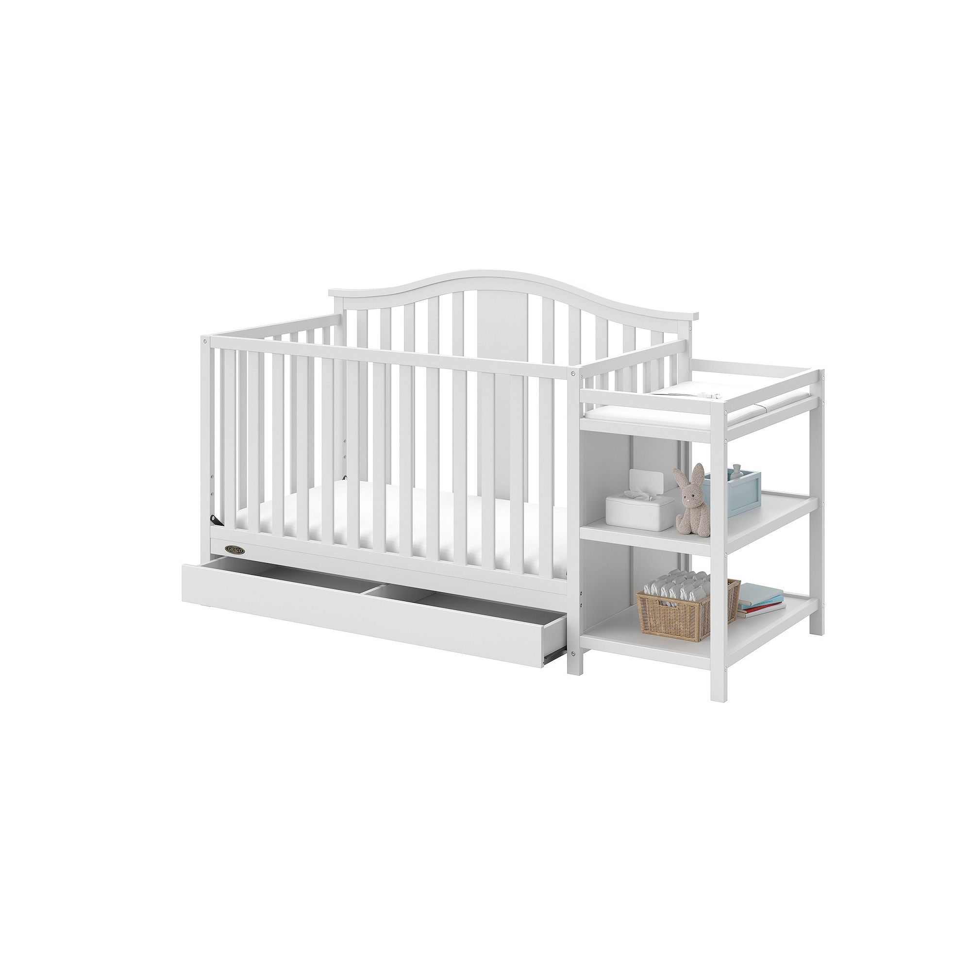Graco Solano 4-in-1 Convertible Crib & Changer with Drawer, White