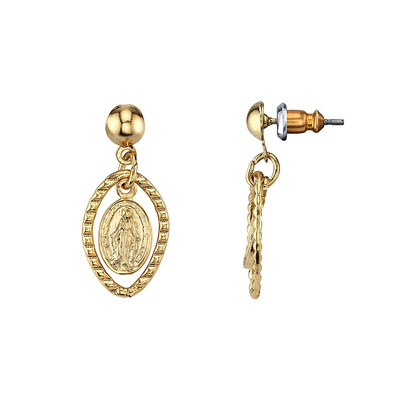 34214166 1928 Mother Mary Medallion Drop Earrings, Womens,  sku 34214166