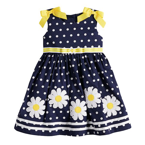 Baby Girl Blueberi Boulevard Polka-Dot Daisy Applique Sundress