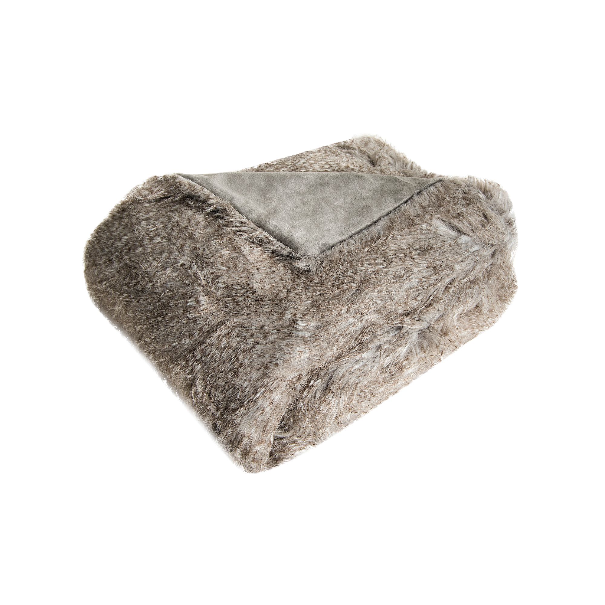 Safavieh Luxe Peacock Faux Fur Throw, Peacock Gray