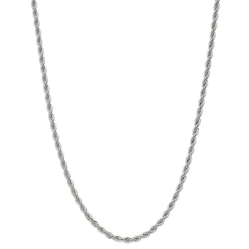 Silver Tone Long Rope Chain Necklace, Womens