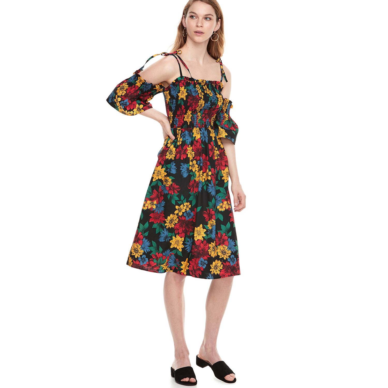 cold shoulder tie dress