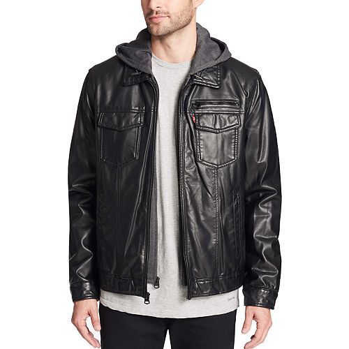 Men's Levi's® Sherpa-Lined Faux-Leather Trucker Jacket