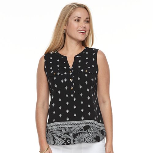 Petite Croft & Barrow® Sleeveless Henley Top