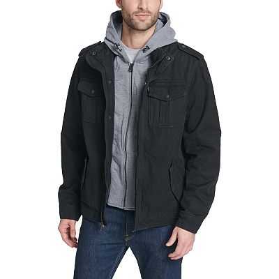 Levi's faux shearling lined military jacket with hoodie deals