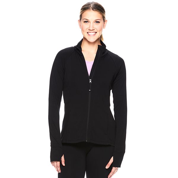 Gaiam women US M Medium black long sleeve poly rayon spandex yoga