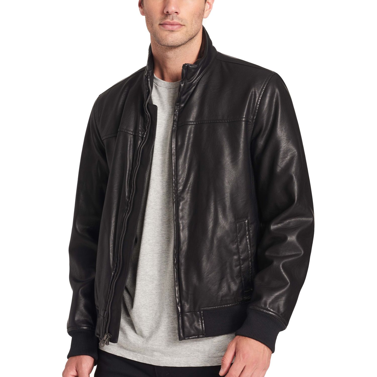 kohls mens leather bomber jacket