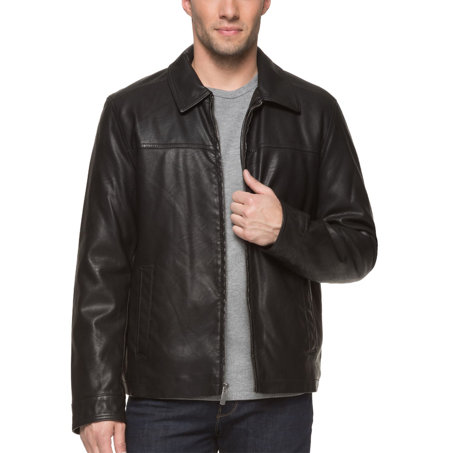 Piel Sintética Chamarra Dockers Negra Cuero Chamarra Dockers Gris