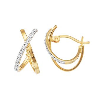 Diamond Mystique 18k Gold Over Silver Diamond Accent X-Hoop Earrings