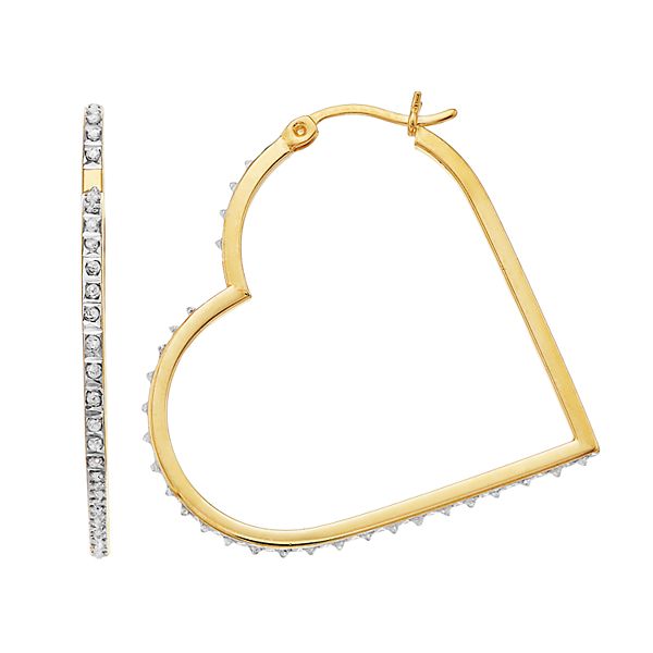 Heart shaped hoop earrings deals with diamonds