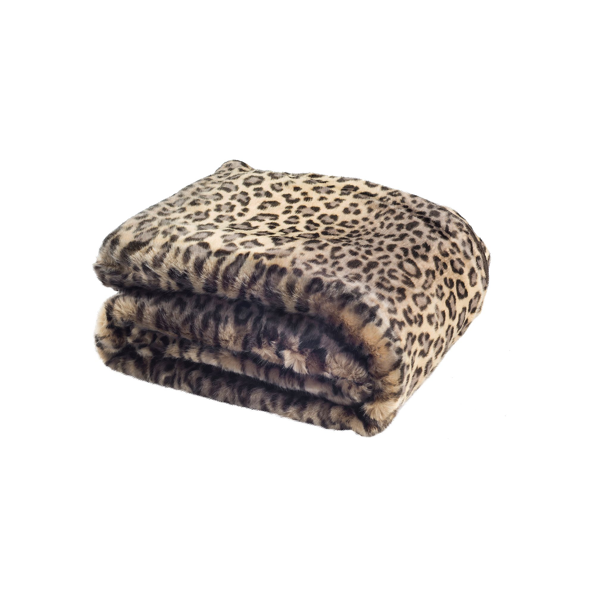 Safavieh Black Leopard Faux Fur Throw