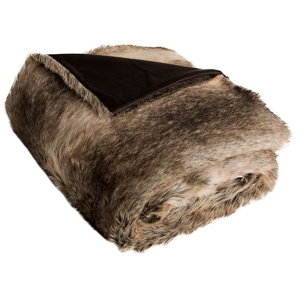 NEW MAGASCHONI LUXURIOUS LUXE FAUX FUR THROW BLANKET BROWN BROWNS 50 X 60" $138 