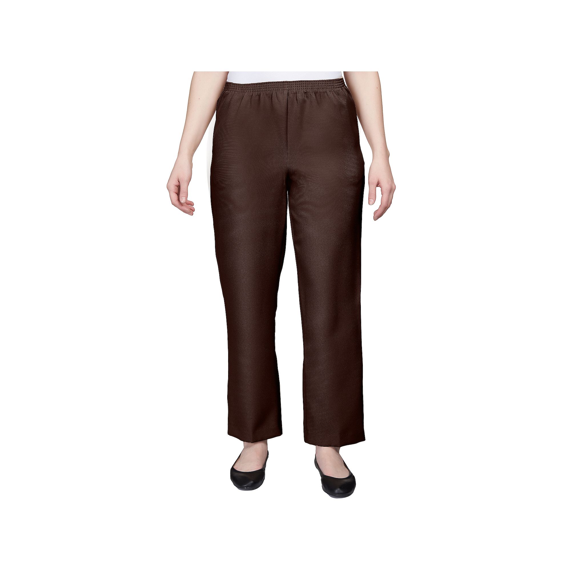 Womens Alfred Dunner Pull-On Straight-Leg Pants, Size: 8, Brown
