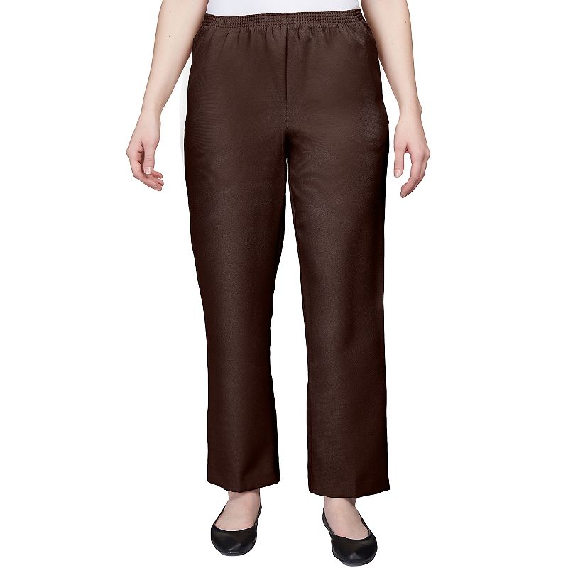 Womens Alfred Dunner Pull-On Straight-Leg Pants, Size: 8, Brown