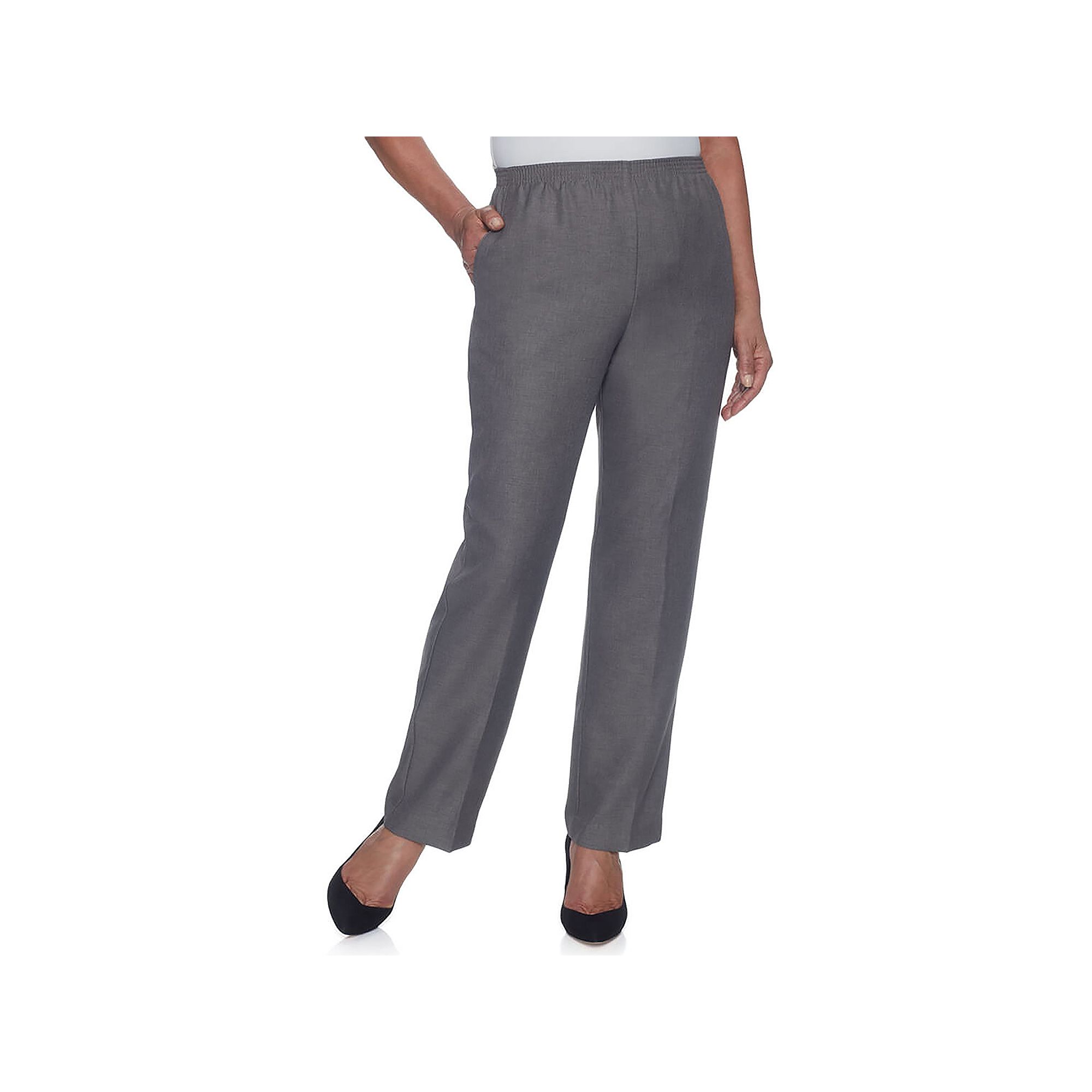 Womens Alfred Dunner Pull-On Straight-Leg Pants, Size: 8 Short, Gray