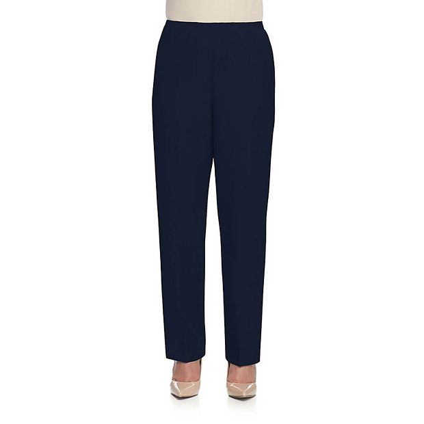 Apana Pants Medium Women's Navy Blue Stretch Pull-on Polyester Zipper  Pockets