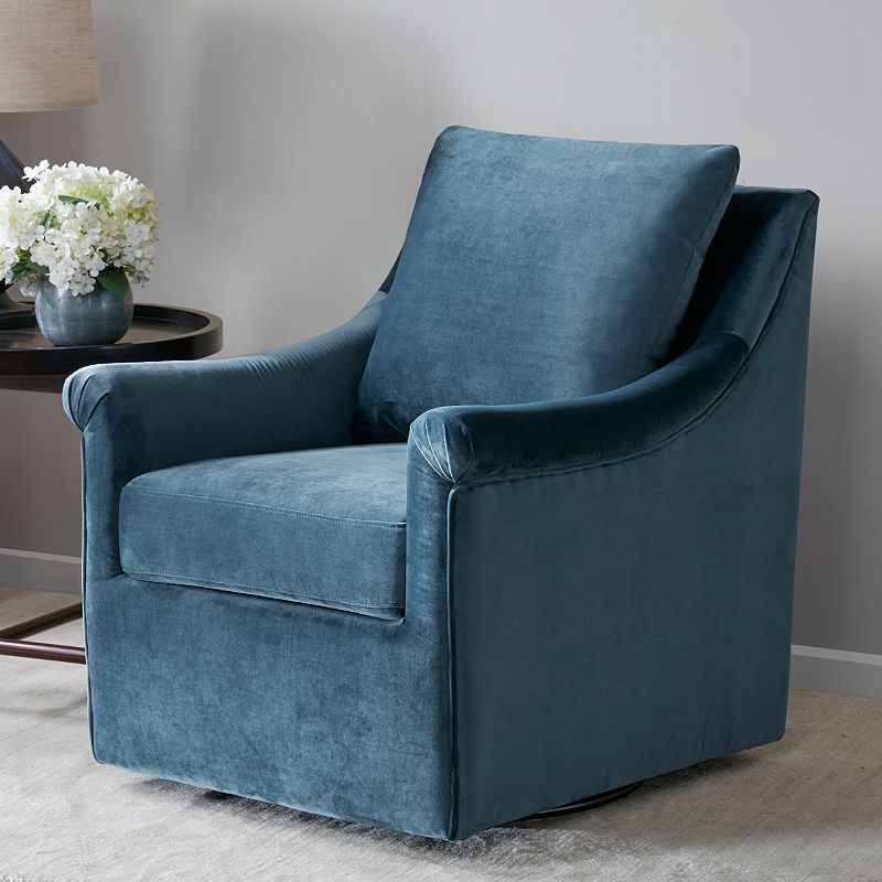 Madison Park Morton Swivel Arm Chair, Dark Blue