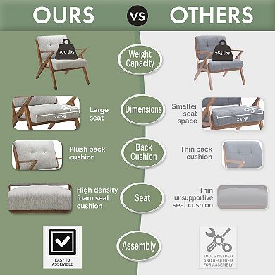 INK+IVY Rocket Upholstered Arm Chair with Angled Wood Frame