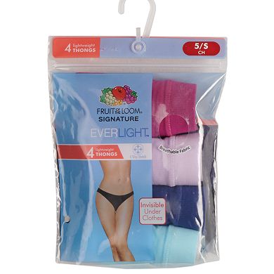 Women's Fruit of the Loom 4-pack Signature Everlight Thong Panty 4DELSTH