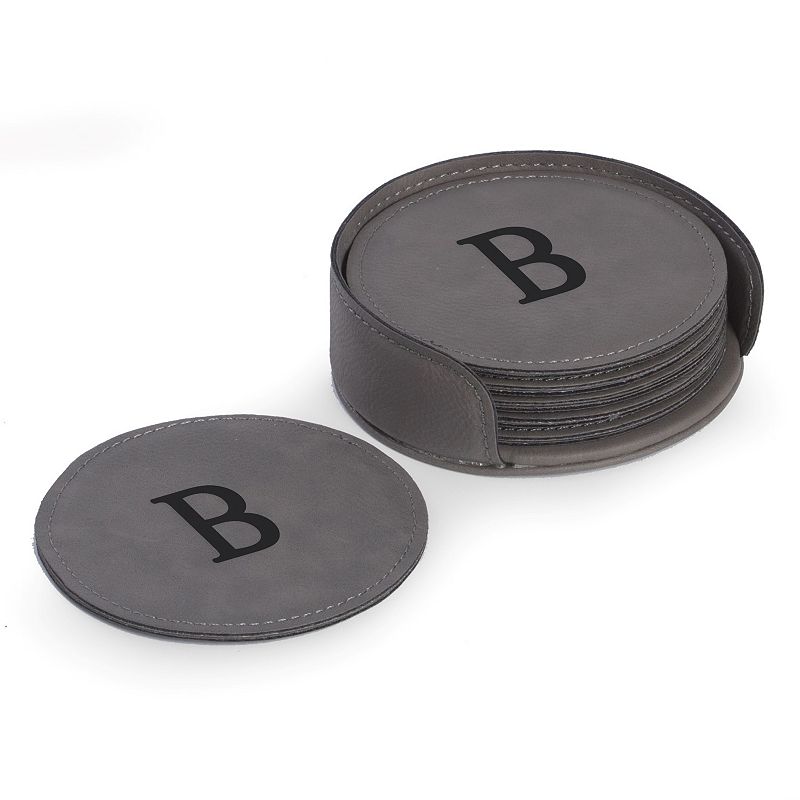 Bey-Berk Initial Monogram Coaster Set, Grey