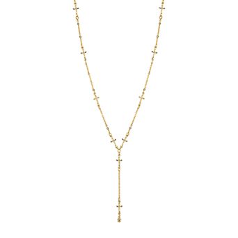 1928 14k Gold-Plated Cross Y Necklace