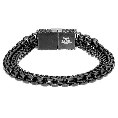 Men's LYNX Stainless Steel Textured Maltese Cross Bracelet