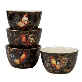 Certified International Gilded Rooster 4 pc Ice Cream Bowl Set