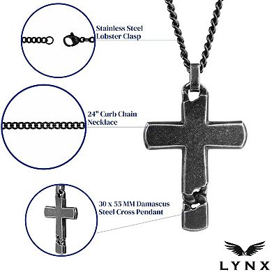 Men's LYNX Stainless Steel Curb Chain Pendant Necklace