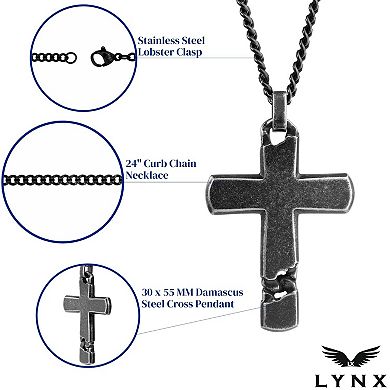 LYNX Men's Stainless Steel Curb Chain Pendant Necklace