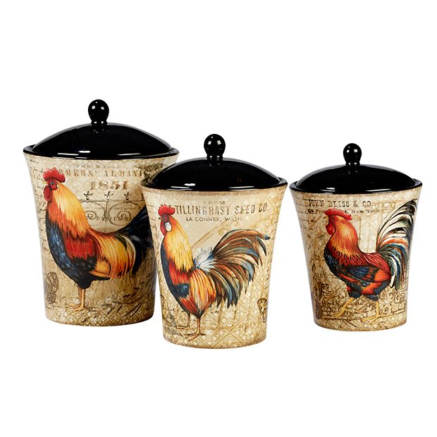 Rooster Kitchen Canisters Mid Century Rooster Kitchen Canisters Set