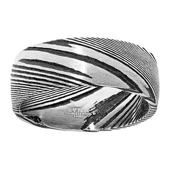 Men's LYNX Damascus Steel Black Ion Ring