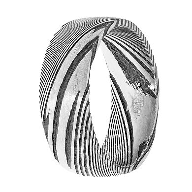 Men's LYNX Damascus Steel Black Ion Ring