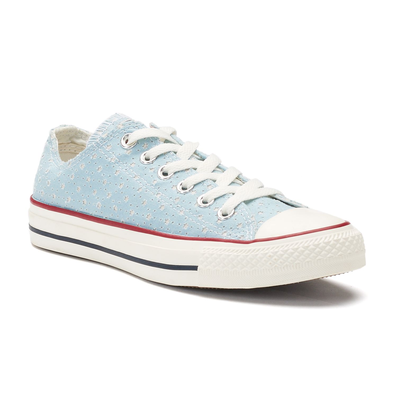 Women's Converse Chuck Taylor All Star Perforated Star Ox Sneakers, Size:  10, Light Blue | Pretty Long (US)