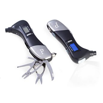 Bey-Berk Initial Monogram Tire Gauge Tool Set