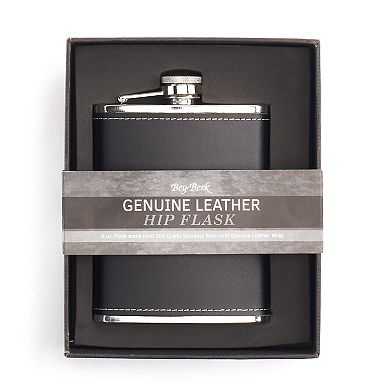 Bey-Berk Initial Monogram Leather Flask