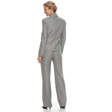 Women's Le Suit Gray Stripe Jacket & Pant Suit