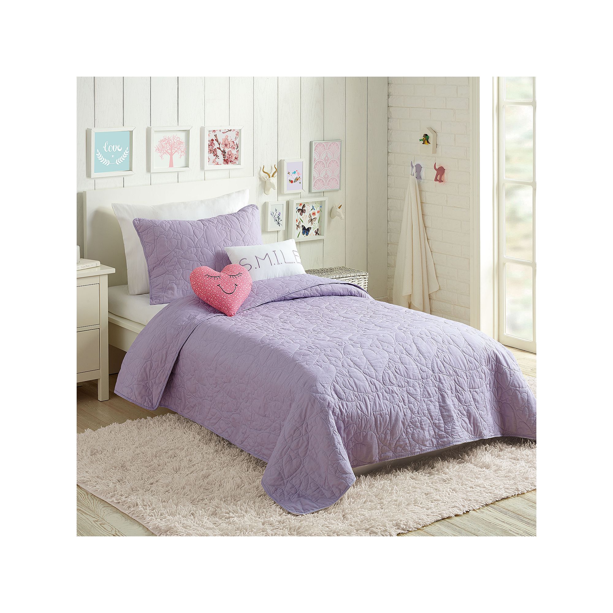 Urban Playground Heart Quilt Set, Purple