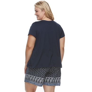 Plus Size Croft & Barrow® Printed Sleep Tee & Sleep Shorts Pajama Set
