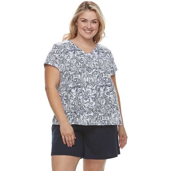 Plus Size Croft & Barrow® Printed Sleep Tee & Sleep Shorts Pajama Set