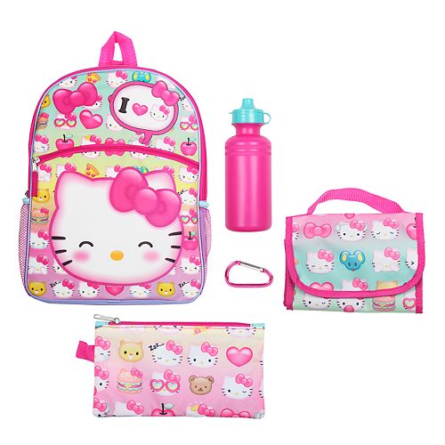 Kids Hello KittyÂ® Backpack, Lunch Bag, Pencil Case, Water Bottle & Carabiner Set