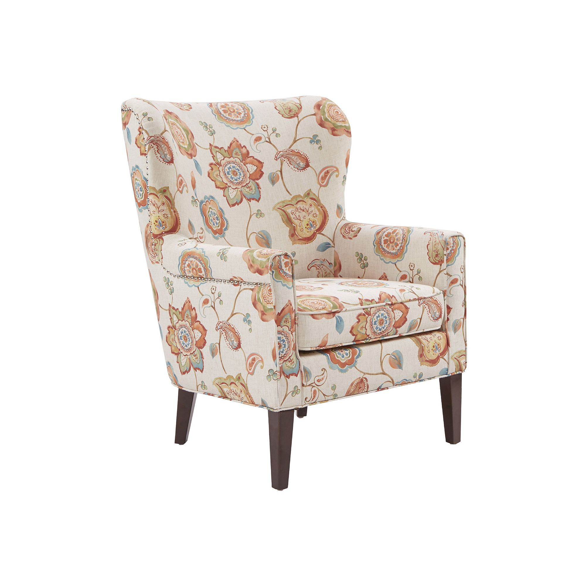 Madison Park Halford Wingback Accent Chair, Ivory