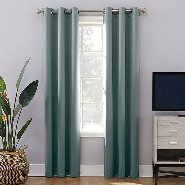 Sun Zero 2-Pack 100% Blackout Theater Grade Norway Grommet Curtain - Aqua (40X108)