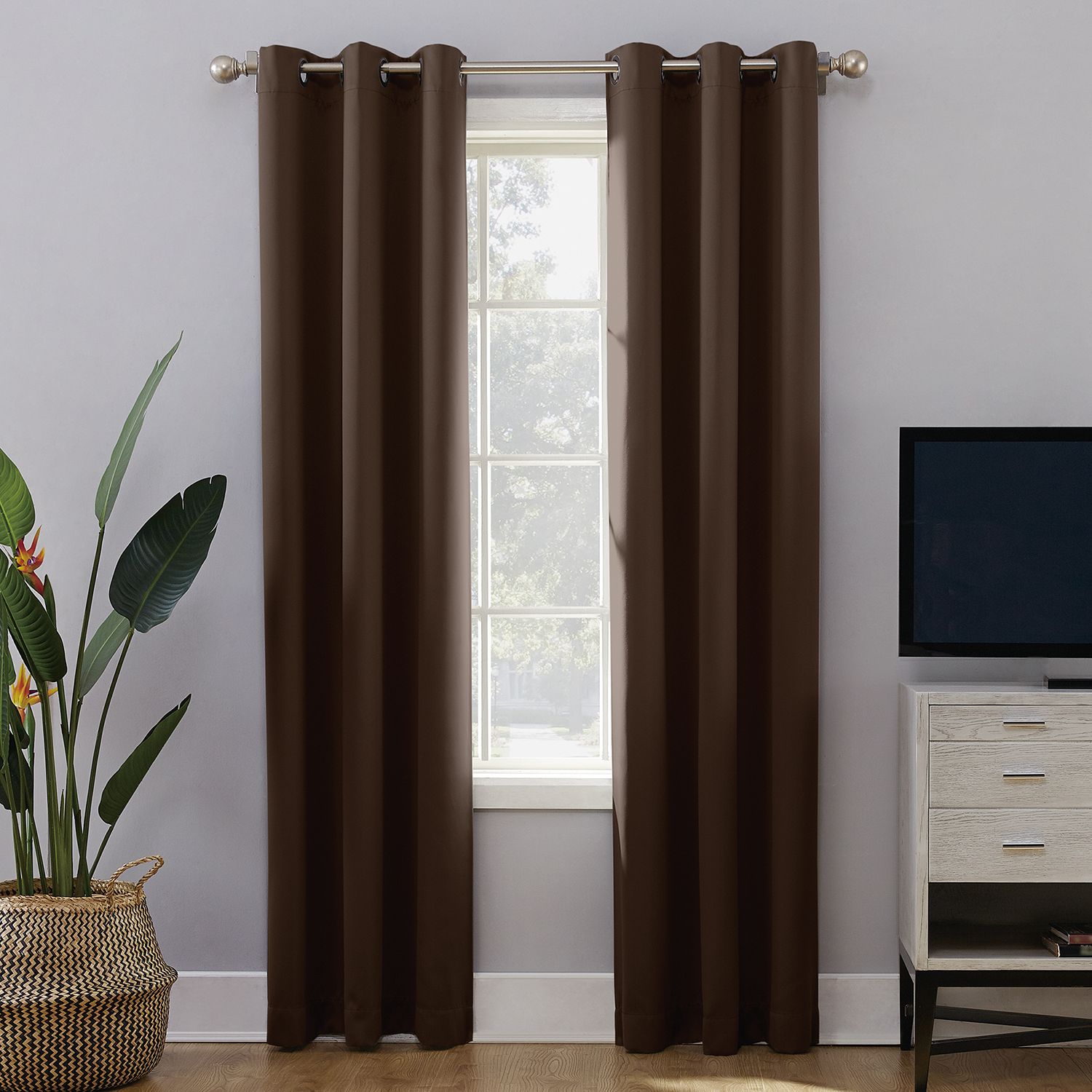 brown curtains