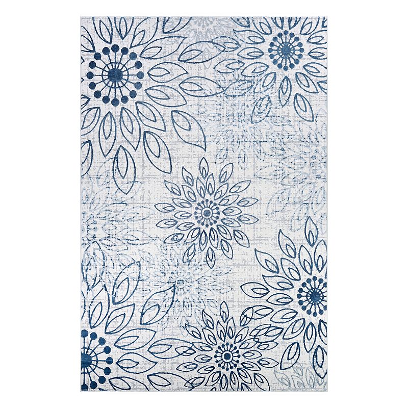 Couristan Calinda Summer Bliss Medallion Rug, Blue, 5X7.5 Ft Try something new with this Couristan Calinda Summer Bliss Medallion rug.FEATURES Powerloomed Durable heat-set Courtron blend pile Face-to-face Wilton woven Lustrous high/low appearance Medallion pattern CONSTRUCTION & CARE Polypropylene, polyester Jute, latex backing Pile height: 0.393'' Spot clean Manufacturer's 1-year limited warrantyFor warranty information please click here Imported Attention: All rug sizes are approximate and should measure within 2-6 inches of stated size. Pattern may also vary slightly. This rug does not have a slip-resistant backing. Rug pad recommended to prevent slipping on smooth surfaces. . Size: 5X7.5 Ft. Color: Blue. Gender: unisex. Age Group: adult. Pattern: Floral. Material: Poly Blend.