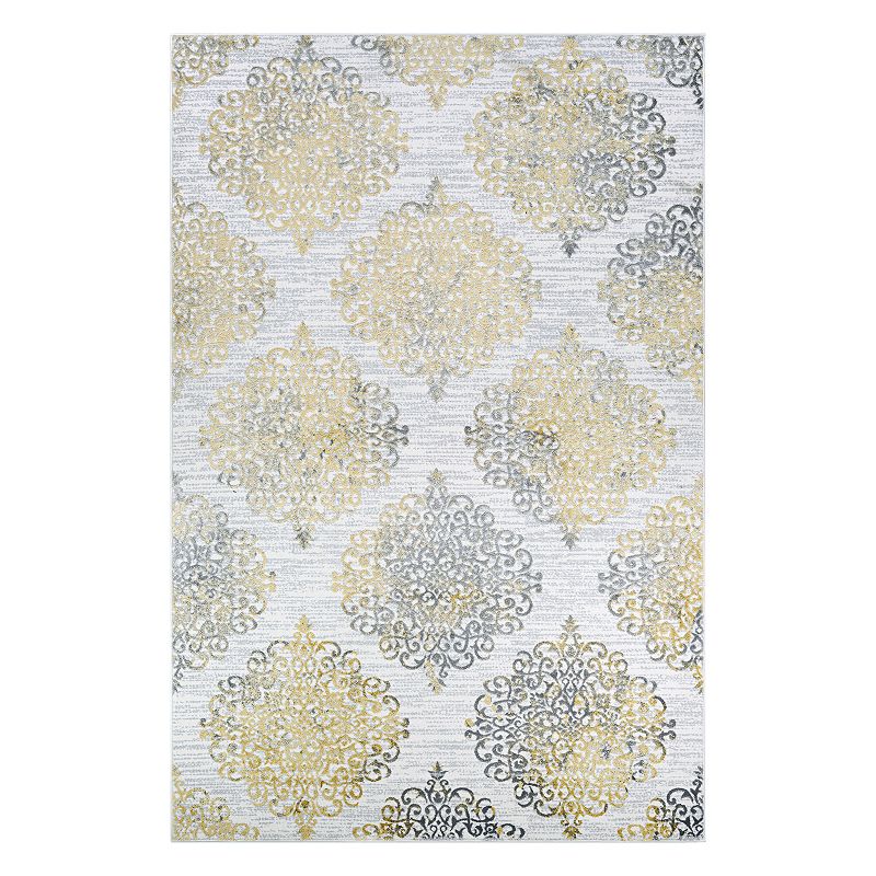 Couristan Calinda Montebello Damask Rug, Gold, 8X11 Ft