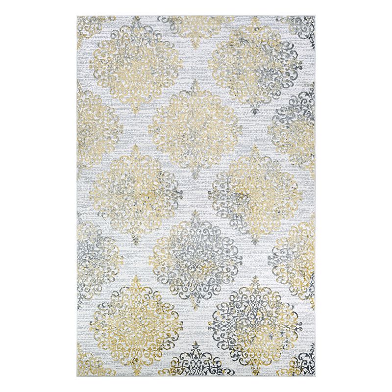Couristan Calinda Montebello Damask Rug, Gold, 2X7.5 Ft Complete your room makeover with this Couristan Calinda Montebello Damask rug.FEATURES Powerloomed Durable heat-set Courtron blend pile Face-to-face Wilton woven Lustrous high/low appearance Damask pattern CONSTRUCTION & CARE Polypropylene, polyester Jute, latex backing Pile height: 0.393'' Spot clean Manufacturer's 1-year limited warrantyFor warranty information please click here Imported Attention: All rug sizes are approximate and should measure within 2-6 inches of stated size. Pattern may also vary slightly. This rug does not have a slip-resistant backing. Rug pad recommended to prevent slipping on smooth surfaces. . Size: 2X7.5 Ft. Color: Gold. Gender: unisex. Age Group: adult. Pattern: Floral. Material: Poly Blend.