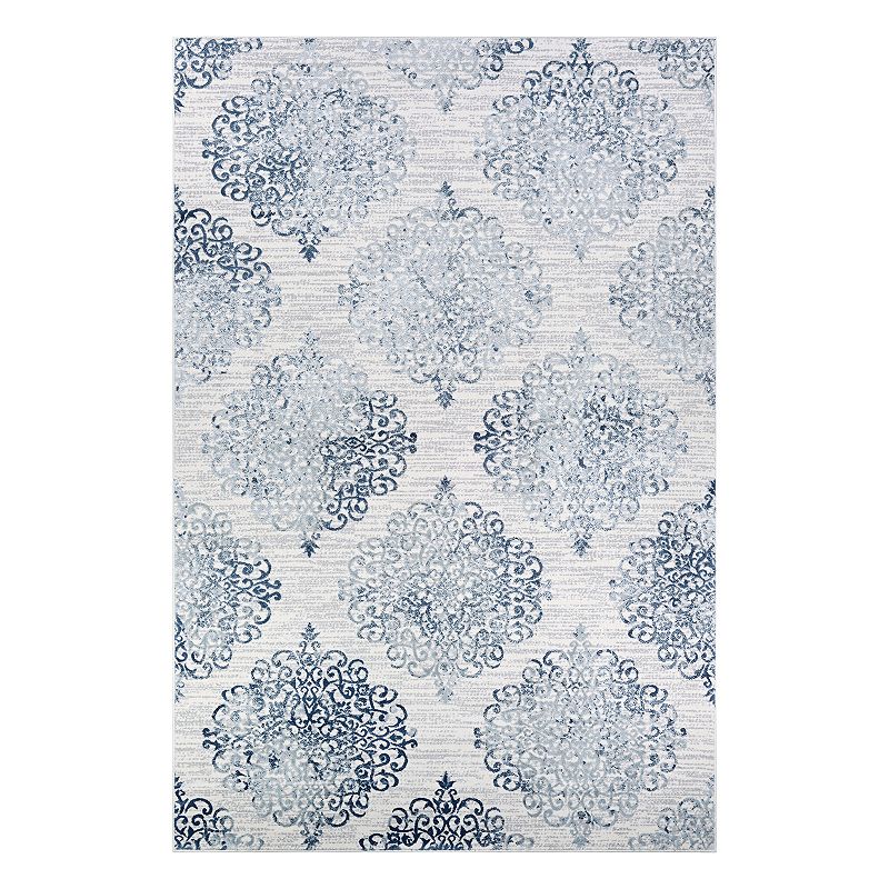 Couristan Calinda Montebello Damask Rug, Blue, 3X5 Ft
