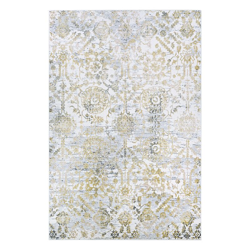 Couristan Calinda Marlowe Floral Rug, Gold, 8X11 Ft